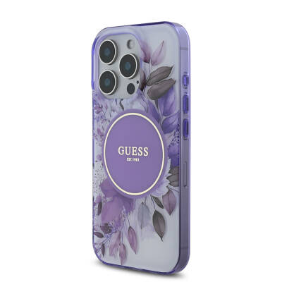 Apple iPhone 16 Pro Guess Original Licensed Magsafe Charging Feature Flower Tonal Circle Cover - 3