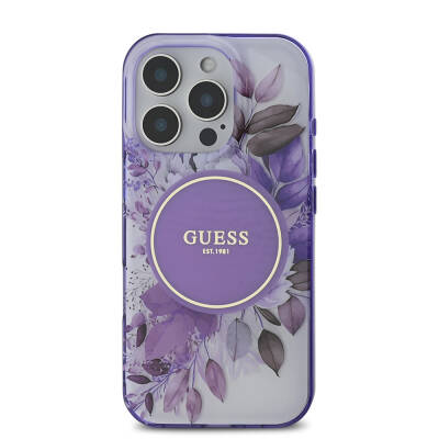 Apple iPhone 16 Pro Guess Original Licensed Magsafe Charging Feature Flower Tonal Circle Cover - 4