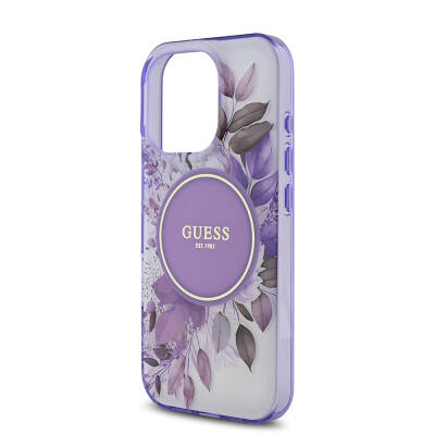 Apple iPhone 16 Pro Guess Original Licensed Magsafe Charging Feature Flower Tonal Circle Cover - 7