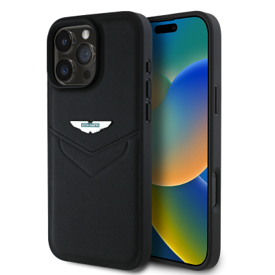 Apple iPhone 16 Pro Kılıf Aston Martin Orjinal Lisanslı Victory Dizayn PU Deri Metal Logolu Kapak - 8