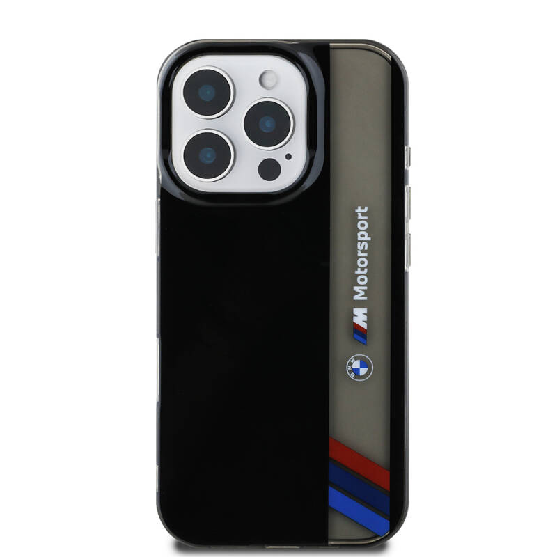 Apple iPhone 16 Pro Kılıf BMW Orjinal Lisanslı M Logolu Üç Renk Çizgili Motorsport Vertical Stripe Kapak - 4