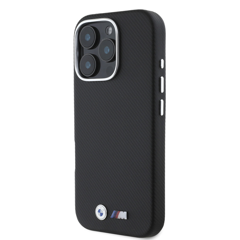 Apple iPhone 16 Pro Kılıf BMW Orjinal Lisanslı Tam Sarılmış Karbon Tasarımlı Metal Logo Suni Deri Kapak - 3