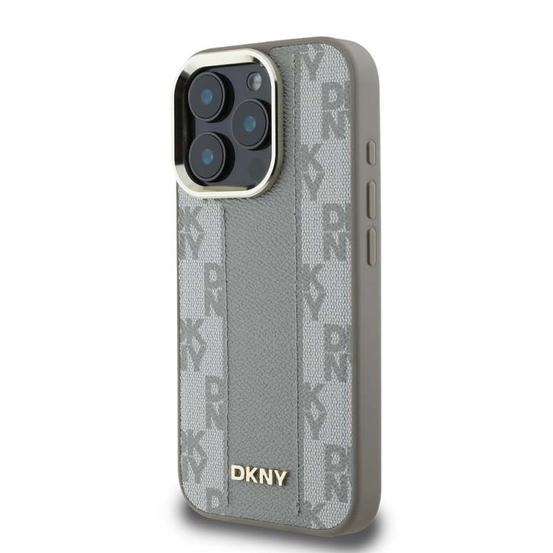 Apple iPhone 16 Pro Kılıf DKNY Orjinal Lisanslı Magsafe Şarj Özellikli 3D Yazılı Checkered Pattern Kapak - 9