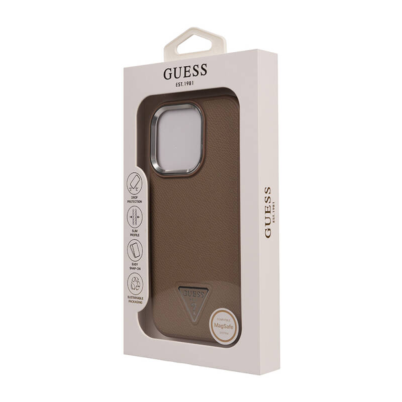 Apple iPhone 16 Pro Kılıf Guess Orjinal Lisanslı Grained Triangle Kapak - 14