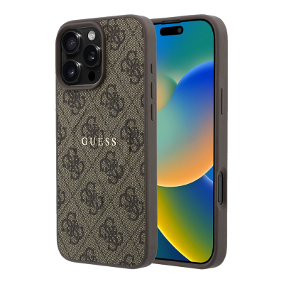 Apple iPhone 16 Pro Kılıf Guess Orjinal Lisanslı M-safe Kabartmalı 4G Desenli Yazı Logolu Kapak - 1