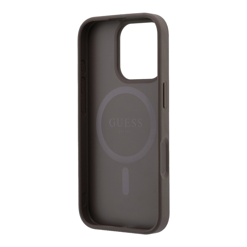 Apple iPhone 16 Pro Kılıf Guess Orjinal Lisanslı M-safe Kabartmalı 4G Desenli Yazı Logolu Kapak - 7