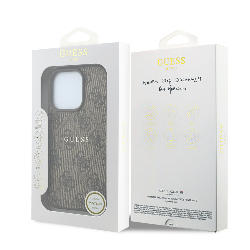 Apple iPhone 16 Pro Kılıf Guess Orjinal Lisanslı M-safe Kabartmalı 4G Desenli Yazı Logolu Kapak - 8