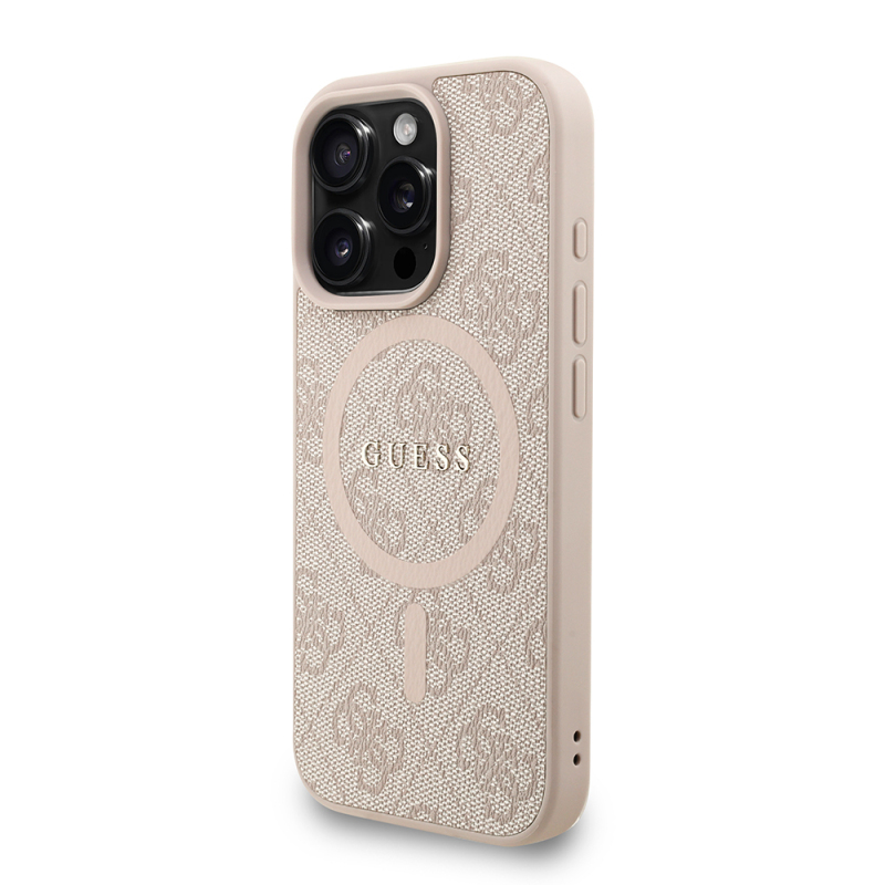 Apple iPhone 16 Pro Kılıf Guess Orjinal Lisanslı M-safe Şarj Özellikli PU Deri Bilek Askı İpli Yazı Logolu Kapak - 4
