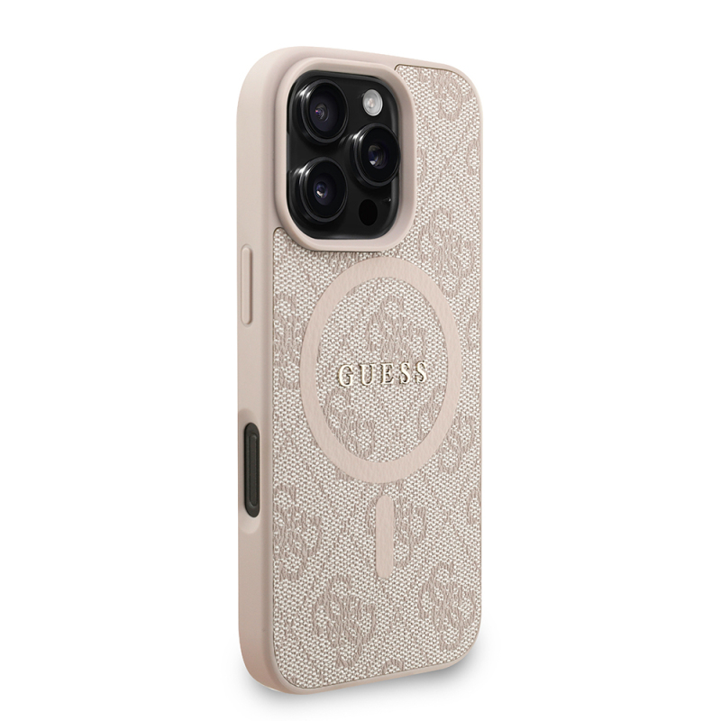 Apple iPhone 16 Pro Kılıf Guess Orjinal Lisanslı M-safe Şarj Özellikli PU Deri Bilek Askı İpli Yazı Logolu Kapak - 5