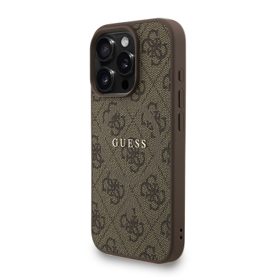 Apple iPhone 16 Pro Kılıf Guess Orjinal Lisanslı M-safe Şarj Özellikli PU Deri Bilek Askı İpli Yazı Logolu Kapak - 12