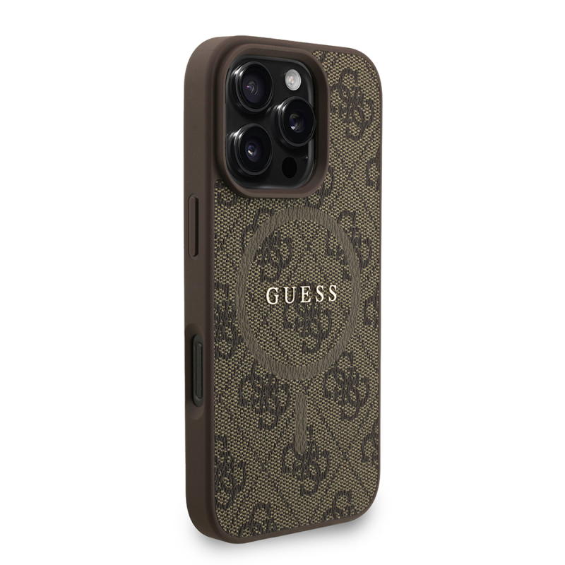 Apple iPhone 16 Pro Kılıf Guess Orjinal Lisanslı M-safe Şarj Özellikli PU Deri Bilek Askı İpli Yazı Logolu Kapak - 13