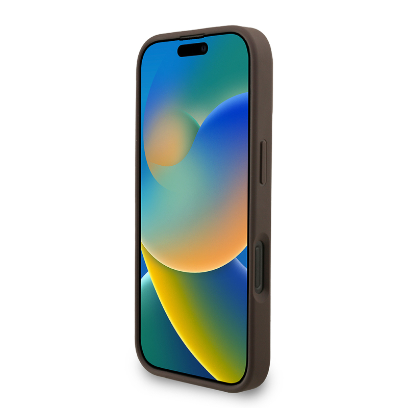 Apple iPhone 16 Pro Kılıf Guess Orjinal Lisanslı M-safe Şarj Özellikli PU Deri Bilek Askı İpli Yazı Logolu Kapak - 14