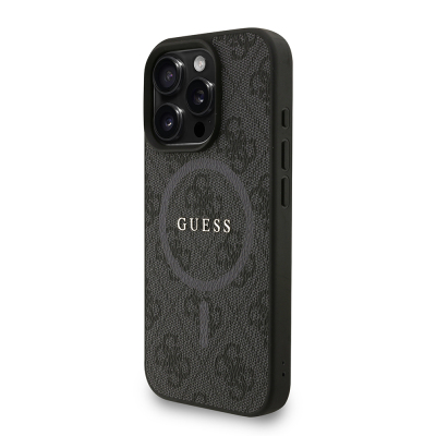 Apple iPhone 16 Pro Kılıf Guess Orjinal Lisanslı M-safe Şarj Özellikli PU Deri Bilek Askı İpli Yazı Logolu Kapak - 20