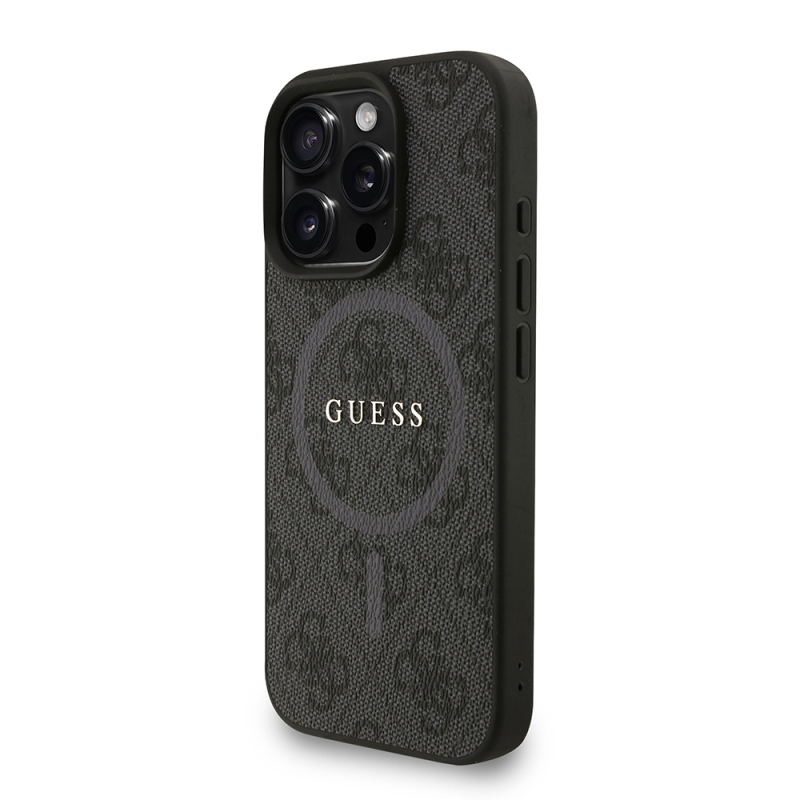 Apple iPhone 16 Pro Kılıf Guess Orjinal Lisanslı M-safe Şarj Özellikli PU Deri Bilek Askı İpli Yazı Logolu Kapak - 20