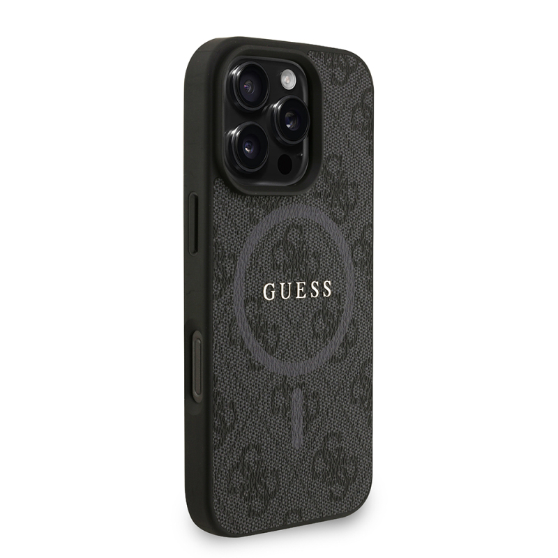 Apple iPhone 16 Pro Kılıf Guess Orjinal Lisanslı M-safe Şarj Özellikli PU Deri Bilek Askı İpli Yazı Logolu Kapak - 21