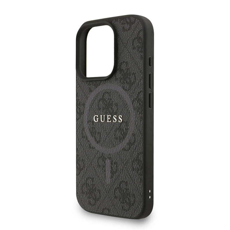 Apple iPhone 16 Pro Kılıf Guess Orjinal Lisanslı M-safe Şarj Özellikli PU Deri Bilek Askı İpli Yazı Logolu Kapak - 23