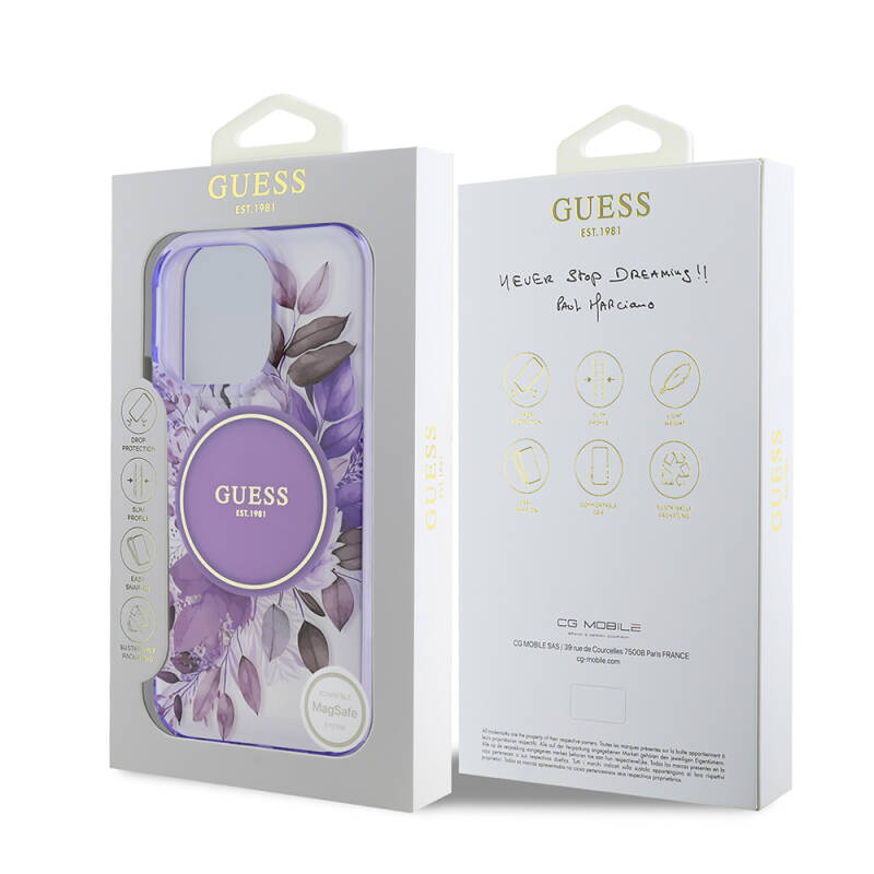 Apple iPhone 16 Pro Kılıf Guess Orjinal Lisanslı Magsafe Şarj Özellikli Flower Tonal Circle Kapak - 9