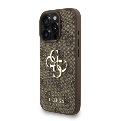 Apple iPhone 16 Pro Kılıf Guess Orjinal Lisanslı PU Deri Bilek Askı İpli Metal Büyük 4G ve Yazı Logolu Kapak - 6