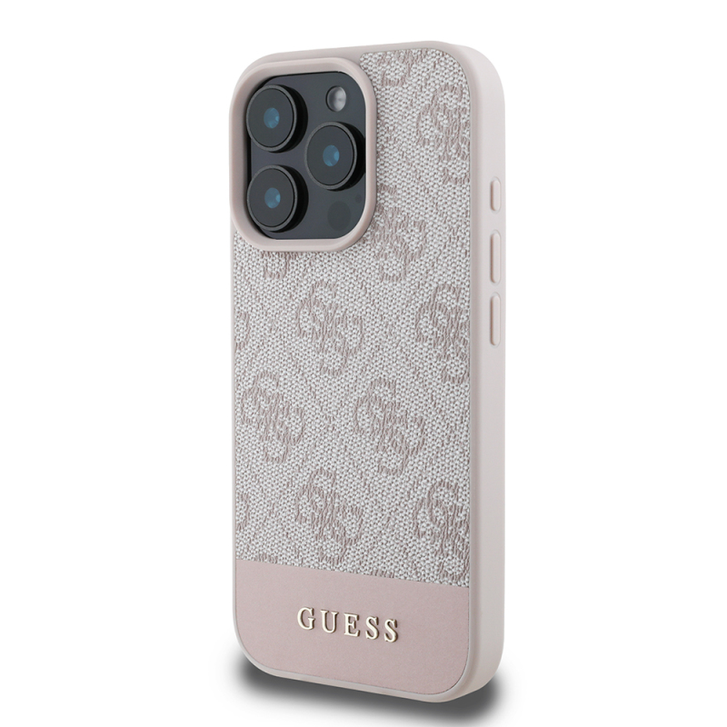 Apple iPhone 16 Pro Kılıf Guess Orjinal Lisanslı PU Deri Şerit Logo Dizaynlı Kapak - 5