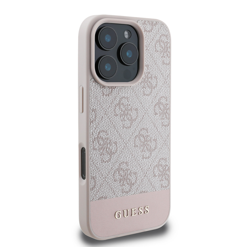Apple iPhone 16 Pro Kılıf Guess Orjinal Lisanslı PU Deri Şerit Logo Dizaynlı Kapak - 7