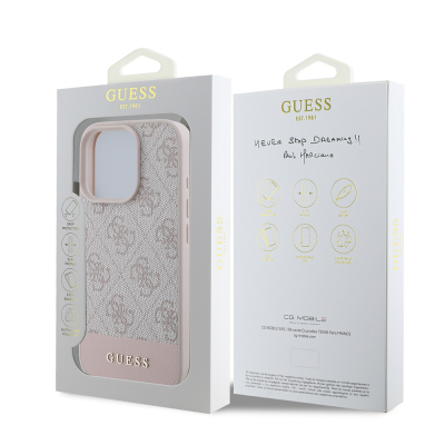 Apple iPhone 16 Pro Kılıf Guess Orjinal Lisanslı PU Deri Şerit Logo Dizaynlı Kapak - 11