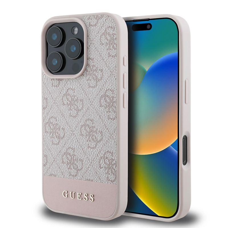 Apple iPhone 16 Pro Kılıf Guess Orjinal Lisanslı PU Deri Şerit Logo Dizaynlı Kapak - 2