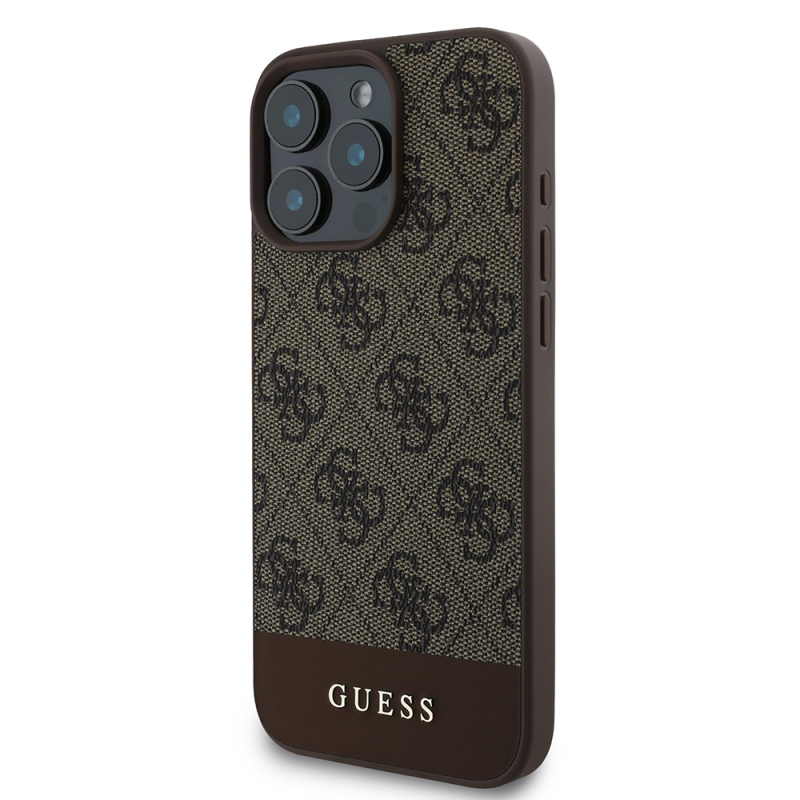 Apple iPhone 16 Pro Kılıf Guess Orjinal Lisanslı PU Deri Şerit Logo Dizaynlı Kapak - 12