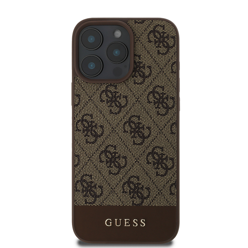 Apple iPhone 16 Pro Kılıf Guess Orjinal Lisanslı PU Deri Şerit Logo Dizaynlı Kapak - 13
