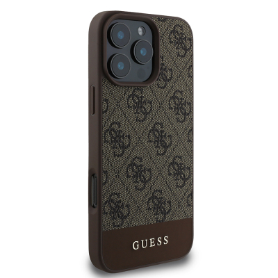 Apple iPhone 16 Pro Kılıf Guess Orjinal Lisanslı PU Deri Şerit Logo Dizaynlı Kapak - 14