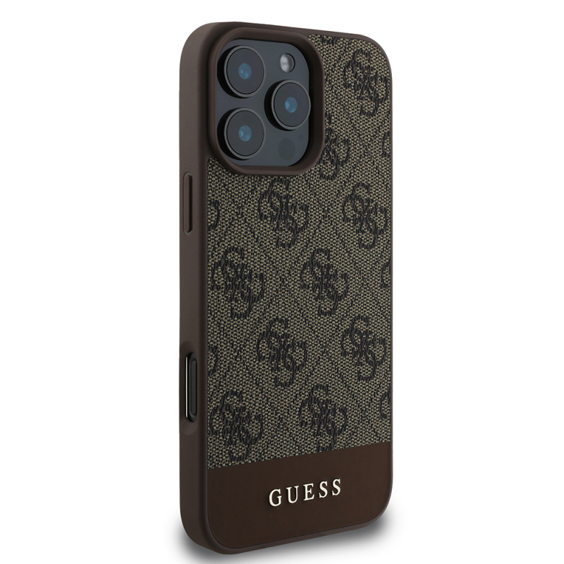 Apple iPhone 16 Pro Kılıf Guess Orjinal Lisanslı PU Deri Şerit Logo Dizaynlı Kapak - 14