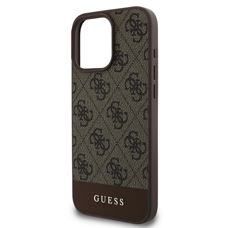 Apple iPhone 16 Pro Kılıf Guess Orjinal Lisanslı PU Deri Şerit Logo Dizaynlı Kapak - 16