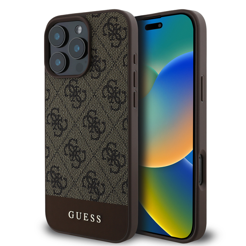 Apple iPhone 16 Pro Kılıf Guess Orjinal Lisanslı PU Deri Şerit Logo Dizaynlı Kapak - 3