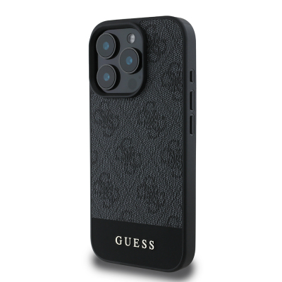 Apple iPhone 16 Pro Kılıf Guess Orjinal Lisanslı PU Deri Şerit Logo Dizaynlı Kapak - 19