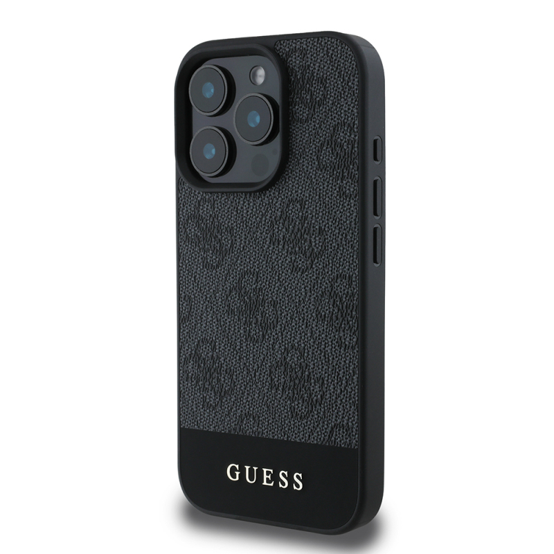 Apple iPhone 16 Pro Kılıf Guess Orjinal Lisanslı PU Deri Şerit Logo Dizaynlı Kapak - 19