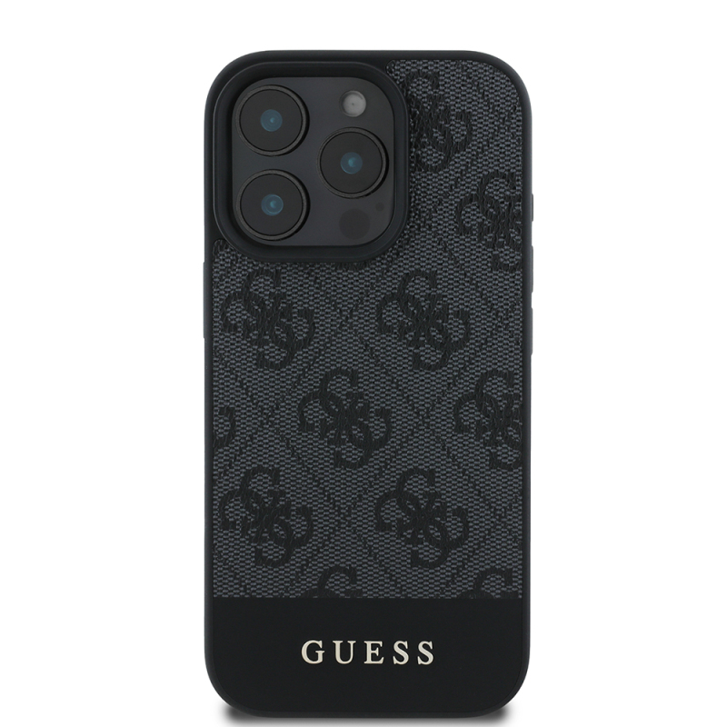 Apple iPhone 16 Pro Kılıf Guess Orjinal Lisanslı PU Deri Şerit Logo Dizaynlı Kapak - 20