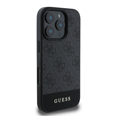 Apple iPhone 16 Pro Kılıf Guess Orjinal Lisanslı PU Deri Şerit Logo Dizaynlı Kapak - 21