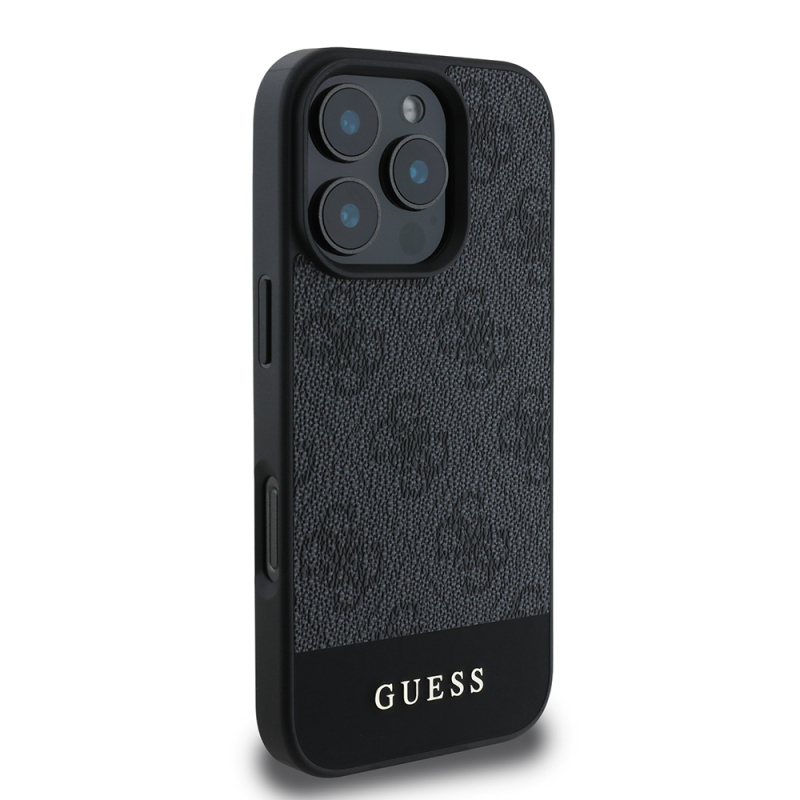 Apple iPhone 16 Pro Kılıf Guess Orjinal Lisanslı PU Deri Şerit Logo Dizaynlı Kapak - 21
