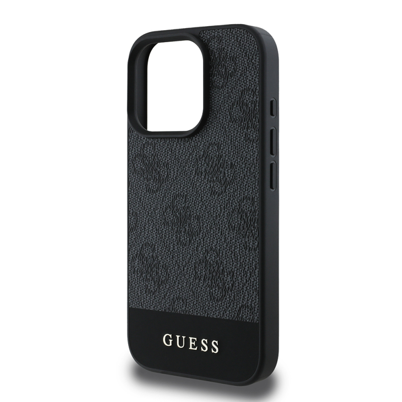 Apple iPhone 16 Pro Kılıf Guess Orjinal Lisanslı PU Deri Şerit Logo Dizaynlı Kapak - 23