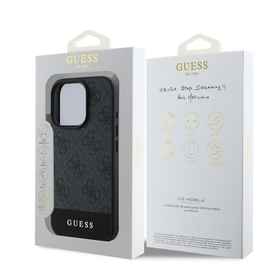 Apple iPhone 16 Pro Kılıf Guess Orjinal Lisanslı PU Deri Şerit Logo Dizaynlı Kapak - 25