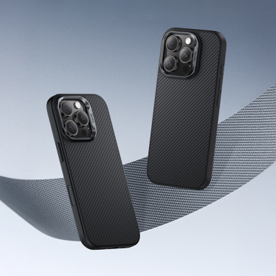 Apple iPhone 16 Pro Kılıf Karbon Fiber M-safe Şarj Özellikli Kamerra Kontrol Butonlu Benks Hybrid ArmorPro 600D Kevlar Kapak - 6