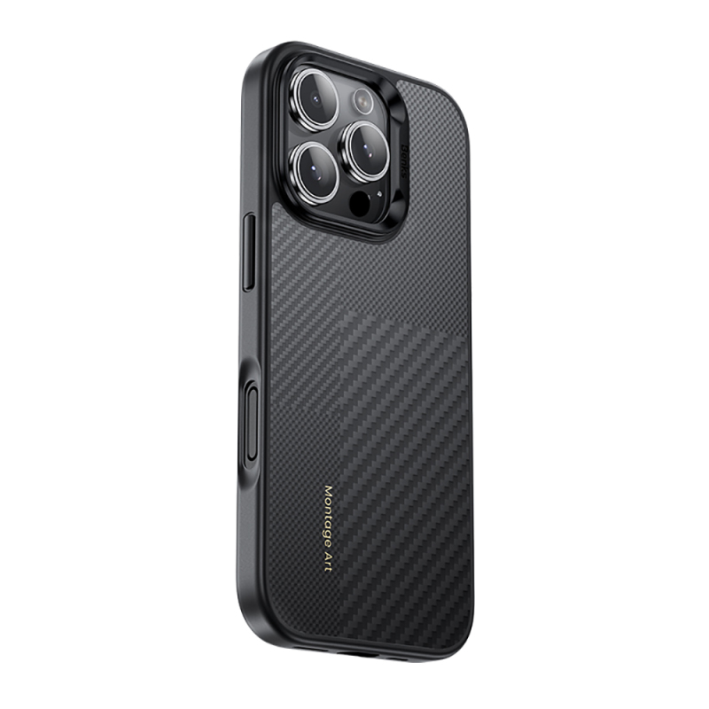 Apple iPhone 16 Pro Kılıf Karbon Fiber M-safe Şarj Özellikli Kamerra Kontrol Butonlu Benks Hybrid ArmorPro Montage Kevlar Kapak - 4