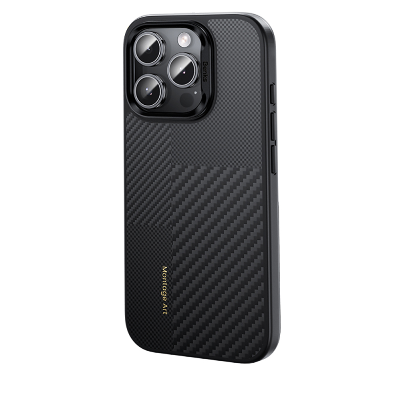 Apple iPhone 16 Pro Kılıf Karbon Fiber M-safe Şarj Özellikli Kamerra Kontrol Butonlu Benks Hybrid ArmorPro Montage Kevlar Kapak - 5