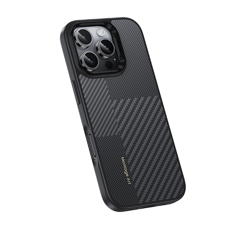 Apple iPhone 16 Pro Kılıf Karbon Fiber M-safe Şarj Özellikli Kamerra Kontrol Butonlu Benks Hybrid ArmorPro Montage Kevlar Kapak - 6