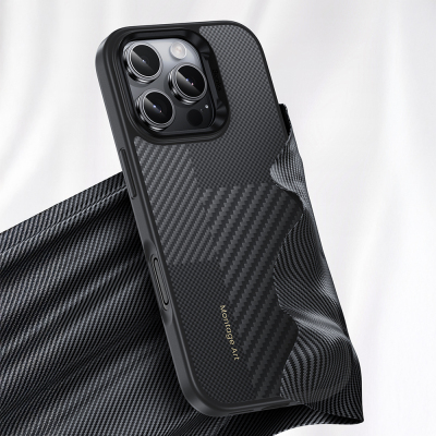 Apple iPhone 16 Pro Kılıf Karbon Fiber M-safe Şarj Özellikli Kamerra Kontrol Butonlu Benks Hybrid ArmorPro Montage Kevlar Kapak - 9