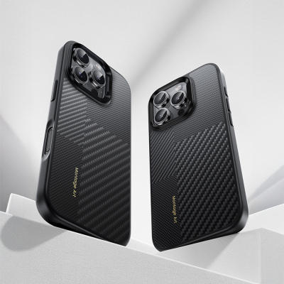 Apple iPhone 16 Pro Kılıf Karbon Fiber M-safe Şarj Özellikli Kamerra Kontrol Butonlu Benks Hybrid ArmorPro Montage Kevlar Kapak - 13