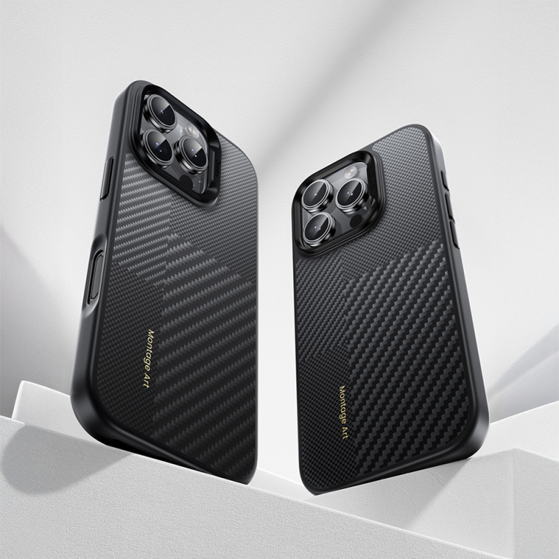 Apple iPhone 16 Pro Kılıf Karbon Fiber M-safe Şarj Özellikli Kamerra Kontrol Butonlu Benks Hybrid ArmorPro Montage Kevlar Kapak - 13