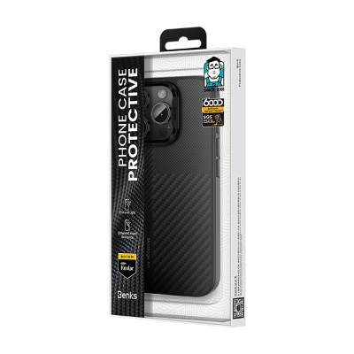 Apple iPhone 16 Pro Kılıf Karbon Fiber M-safe Şarj Özellikli Kamerra Kontrol Butonlu Benks Hybrid ArmorPro Montage Kevlar Kapak - 14