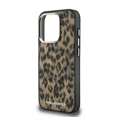 Apple iPhone 16 Pro Kılıf Karl Lagerfeld Orjinal Lisanslı IML Leopar Baskılı Kapak - 7