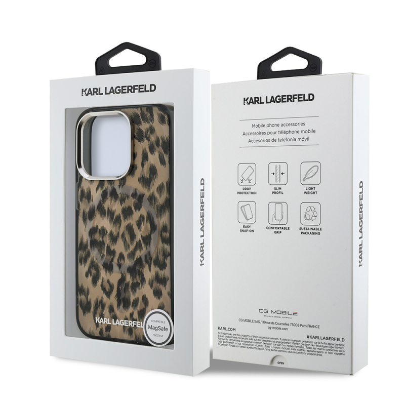 Apple iPhone 16 Pro Kılıf Karl Lagerfeld Orjinal Lisanslı IML Leopar Baskılı Kapak - 9