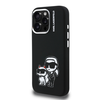 Apple iPhone 16 Pro Kılıf Karl Lagerfeld Orjinal Lisanslı Karl & Choupette Sketch Logo Sililkon Kapak - 3